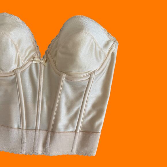 90's vintage cream satin bustier corset XS SMALL - Picture 3 of 11